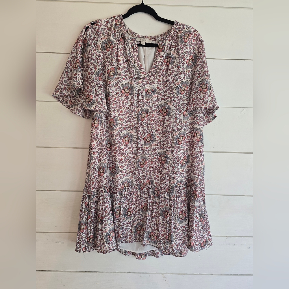Floral V-Neck Ruffle Hem Dress
